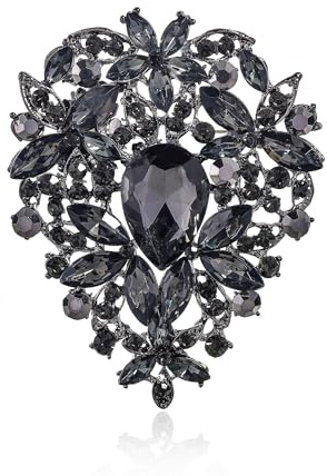 YOQUCOL Grande broche vintage en forme de feuille en cristal autrichien pour femme Doré, Cristal, zirconium carré