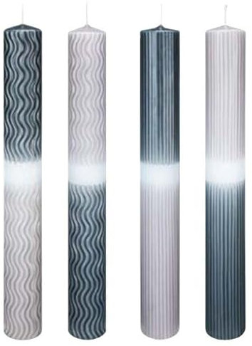 Kerzen DIY Waves Silber-Grau 250 x Ø 30 mm 4er Set