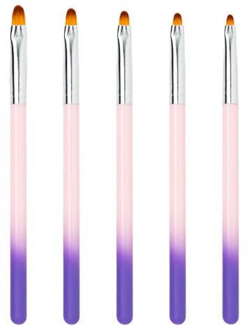 Lokaloka 5 Pièces Pinceau Nail Art Ongles Gel Professionnel, Pinceaux Plats Ovales Construction UV Set pour Vernis Semi Permanent Ongle Peinture Acrylique