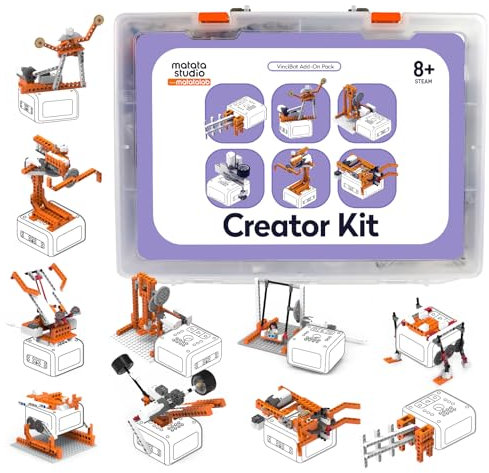 MatataStudio Creator Kit for VinciBot Programmable Robot for Kids with 434 Building Blocks, Over 20 Building Styles and Electric Motor, STEM Educational Toy, DIY Science Kit for Kids Ages 8-12