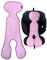HECKBO Kinder Sitzauflage Sommer Antischwitz für Kinderwagen - Gruppe 1 - Autositz mit 3 Punkt 5 Punkt Gurt für Kinder Matte grau mit Rosa