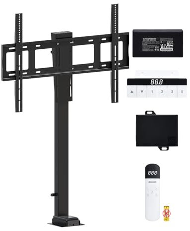 DIHOOL TV Lift Elektrisch mit Fernbedienung für 85-100 Zoll Max 120kg TV Bodenständer Höhenverstellbar (Höhe: 990-2440MM)