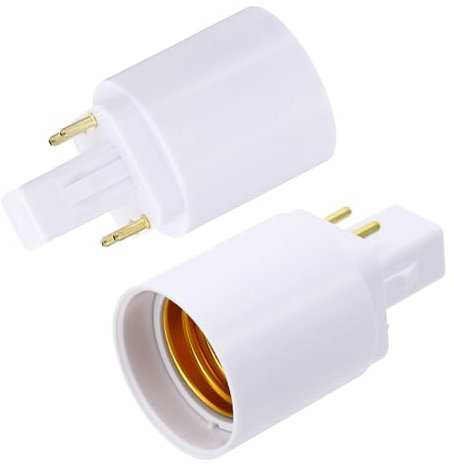 PATIKIL G24Q a E26/E27 Adaptador de Bombilla con Enchufe, 2pcs Casquillo de Bombilla con Enchufe 4 Pasador de Lámpara Conversor Bases Convertidor para Halógeno CFL Luz Bombilla, Blanco