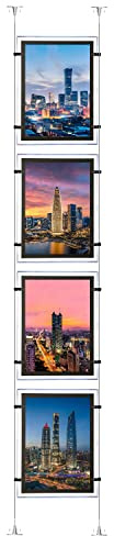 HKSIGN Affiche LED acrylique A4, cadre photo, boîte lumineuse, support de panneau pour vitrine immobilière, écran suspendu (suspendu verticalement, 4 unités A4 par groupe)