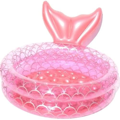 Mermaid Paddling Pool Backyard - Inflatable Swimming Pool for Garden, Pink Inflatables Pools for Beach in Summer Indoor&Outdoor by WonderWish (Medium 90x25cm)