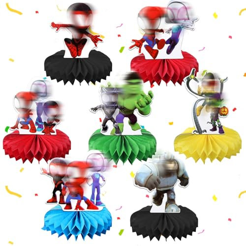 Heartsking Tischdeko Geburtstag, 7 Stück Honeycomb Dekorationen Geburtstagsdeko Tischdekoration Geburtstag Jungen Kindergeburtstage Party Tischdeko für Geburtstag Kinder