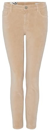 OPUS Damen Slim | Samthose Evita Glazed Slim Mid Rise aus BCI Cotton Mix Macadamia, 36 L28
