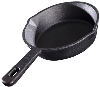 PRETYZOOM Unbeschichtete Eisenpfanne Mit Antihaftbeschichtung Flacher Boden Tragbare Bratpfanne Runde Form Kochpfanne Für Heimgebrauch Schwarz