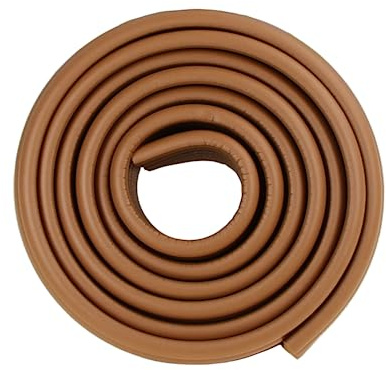 (W-Shaped) 4 Meters Kids Safety Foam Rubber Bumper Strip Table Edge Corner Protector (DARK WOOD)