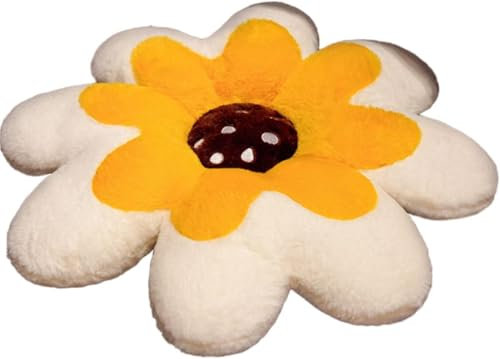 Suncadmious Coussin de Chaise de Bureau pour Femmes Coussin en Forme de Fleur Coussin de Sol en Forme de Fleur Coussin épais pour sièges d'étudiants. (Blanc,80cm)