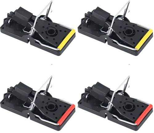 4 Pièce Tapetteà Souris Rats Plastique Réutilisable, Piège à Souris Professionnel Pratique et Rapide pour l'intérieur et l'extérieur, Capture Rapide.