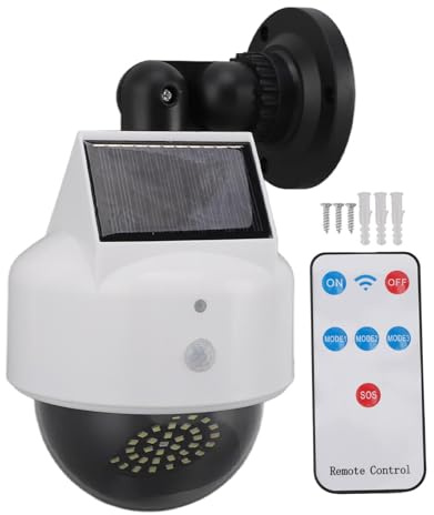 ZJchao Telecamera di Simulazione Finta, Manichino per Esterni Ad Energia Solare con Luce LED Rossa Lampeggiante, Sensore di Movimento per Interni Esterni, Telecamere di Sorveglianza