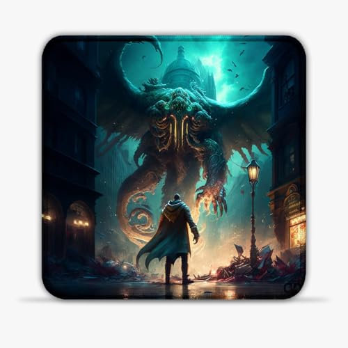 Gaming-Mauspad Cthulhu Mythos (10 Zoll) Mauspad Hochdichtes SU-Stoff-Mauspad rutschfeste Unterseite Gen?hte Kanten Tragbares Mauspad für Computer und Laptop