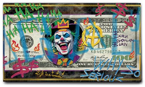 Giallobus - Quadro - 05 - Joker Dollar - Tela Canvas Telaio Standard - 140x80 - Pronto da Appendere - Quadri Moderni per la casa