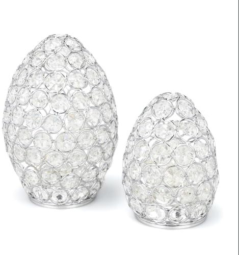 Online Fuchs 2 magische Ostereier mit Glaskristallen & LED-Lichterkette inklusive 6-Stunden Timerfunktion - Osterdeko - Warmweiß oder Farbwechsel möglich (Silber)