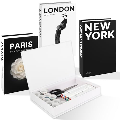 Luziyun 3 Pièces Faux Livre pour Livre Decoration D'interieur,Faux Livre Decoration Luxe, Livre Decoratif Pliablesde la Maison Noir et Blanc,pour la Décoration de Maison/Etagères/Table