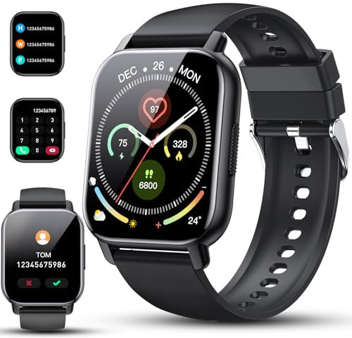 Smartwatch Herren Damen, 1.85HD Touch Fitnessuhr mit Telefonfunktion, Smart Watch Fitness Tracker mit Pulsmesser Schlafmonitor Schrittzähler, IP68 Wasserdicht, 110+Sportmodi Sportuhr für iOS Android