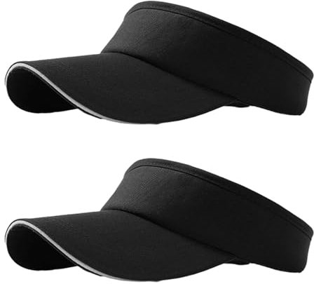 NHTJTHE 2pcs Visor Cap, Atmungsaktiv und Schweißabsorbierend Sommerkappe Kappe mit Sonnenvisier, Unisex Verstellbar, Outdoor Visor Cap, für Golf, Radfahren, Angeln, Tennis, Laufen(schwarz)