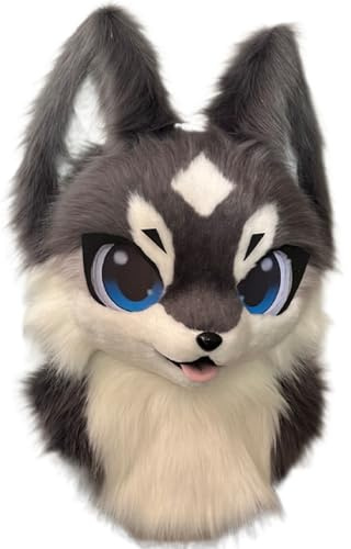 tursuit Teil-Wolf-Fursuit-Set, Furry-Kopfmaske, Pfoten, Schwanz & Füße, Cosplay Kostüm für Halloween, Comic Con & Mottoparty