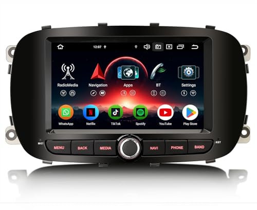 Erisin 7 pollici 8-Core 4GB+64GB Android 14 Autoradio GPS Navigatore per Fiat 500X 2014-2020 Supporto CarPlay Android Auto Bluetooth 5.0 WiFi 4G DSP DAB+ USB FM RDS OBD2 Canbus Controllo del volante