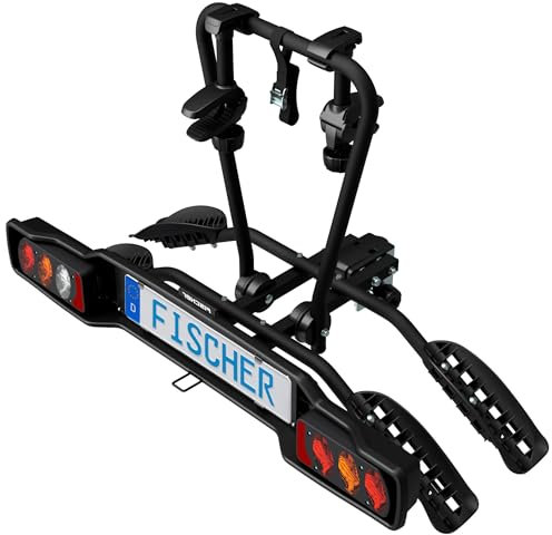 FISCHER SmartLine Porte-vélos d'attelage pour 2 vélos jusqu'à 50 kg de Charge utile - pour attelage de remorque - Pliable - Partiellement monté - avec Protection de Cadre intégrée