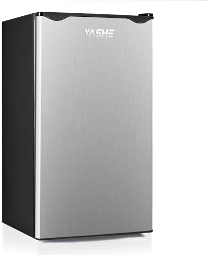 YASHE Mini frigorifero compatto da 92 litri con congelatore, frigorifero compatto a porta singola, piccolo frigorifero con termostato regolabile, grande capacità, porta reversibile, mini frigorifero