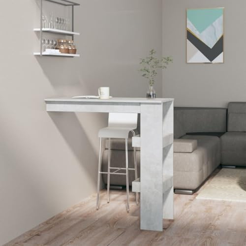 Mokuyary Wand-Bartisch Betongrau 102x45x103,5 cm Holzwerkstoff Stehtisch, hoher Tisch Bistrotisch Bartheke für Hausbar, Wohnzimmer und Esszimme