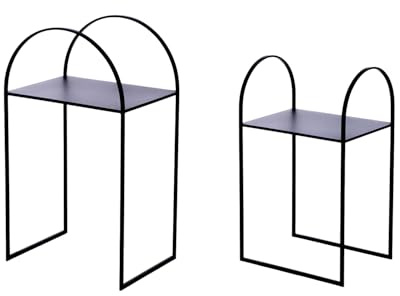 Casablanca 2er Set Beistelltisch Lokko - Glas und Metall - schwarz - Höhe 70cm x Breite 40cm
