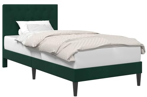 vidaXL Bettrahmen mit Kopfteil Dunkelgrün 80 x 200 cm Samt, Modernes Schlafzimmer, schicke Samt-Bettgestell, rechteckiges Design, Elegante Bettwäsche, praktischer Stil