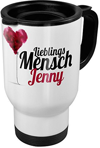 printplanet Thermobecher weiß mit Namen Jenny - Motiv Lieblingsmensch - Coffee to Go Becher, Thermo-Tasse
