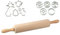 Dr. Oetker Ausstecherset Leckere Weihnachtsplätzchen und Kekse für die kalte Jahreszeit, Teigroller aus Holz mit Ausstechformen aus Edelstahl und Linzer Ausstecher, Menge: 1 x 3er Set