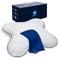 Ergonomisches Schmetterlingskissen für Seitenschläfer aus Memoryschaum. Orthopädisches Memory Foam Seitenschläferkissen. Nackenkissen zur Entspannung der Halswirbelsäule, 56x48 cm, mit blauem Bezug