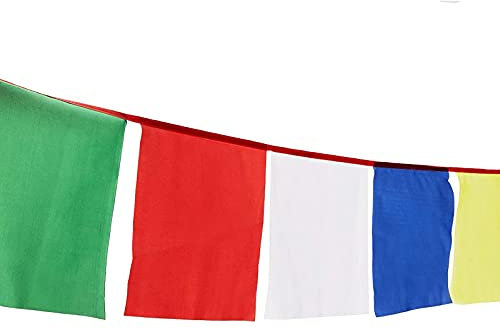 Juvale Gebetsflagge in 5 Farben – 50 Flaggen & 23 Fuß – Traditionelle fünf Elemente Farben 25,4 x 25,4 cm – 5 Farben ohne Druck