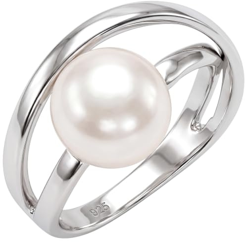 Jobo Damen-Ring aus 925 Sterling Silber mit großer Perle