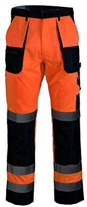 Brixton Flash Reflektierende Funktionshose Hose Arbeitshose Sicherheitshose Schutzhose (48, orange/dunkelblau)