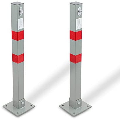 BITUXX Parkpfosten Parkplatzpfosten Absperrpfosten Parkplatzsperre Poller 65cm Klappbar (2 Pfosten)