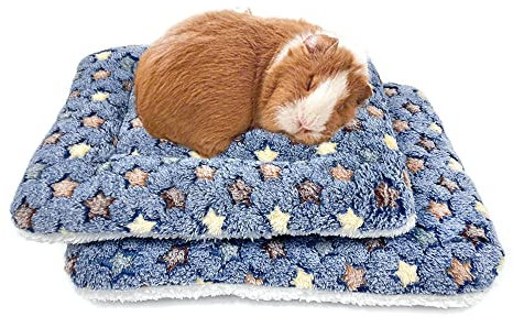 Amakunft 2 Pcs Meerschweinchen Bettmatte Waschbar Kaninchen Winter Bettunterlage für Innen, Warme Kleintierbettmatratzen, Fleece Igel Schlafmatte für Hase, Ratte, Igel, Zuckergleiter, Chinchilla