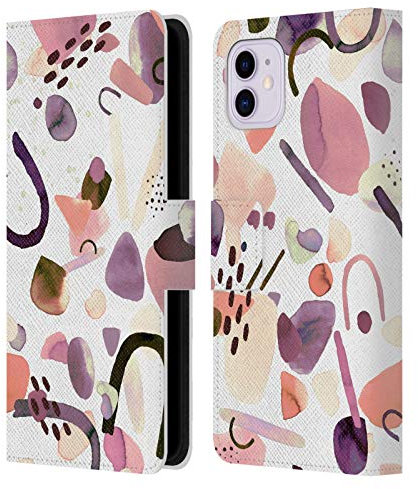 Head Case Designs Offizielle Ninola Stücke lila Abstrakt 2 Leder-Wallet-Hülle Kompatibel mit Apple iPhone 11