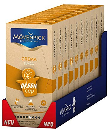 MÖVENPICK CREMA LUNGO 10 x 10 Kaffeekapseln GREEN CAP