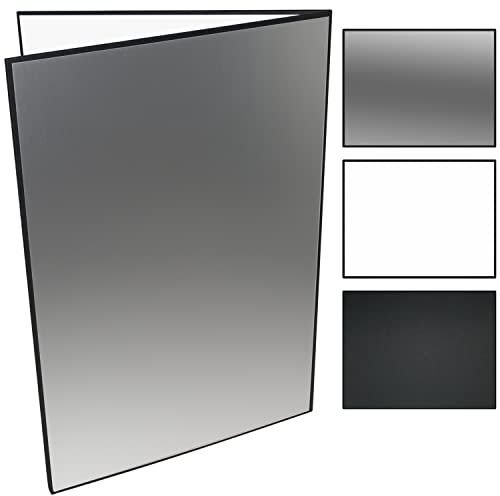Folding Cardboard Photography Reflector for Food Product Photo Shooting, 12 x 8 Inch 3 in 1 Light Diffuser Reflective Thick Paper Board for Studio Video Shooting, Black, Silver and White