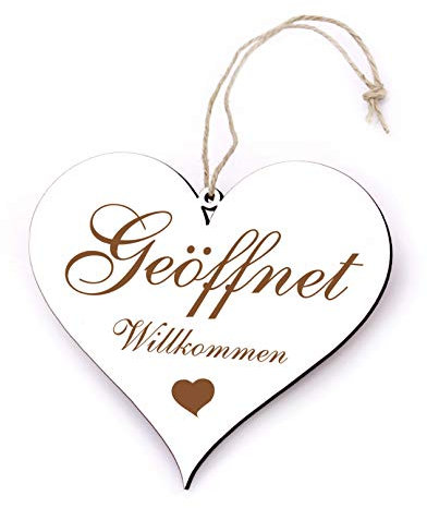 Schild Herz Türschild - Geöffnet Geschlossen - Ladenschild Geschäft Dekoschild 13x12cm (Geöffnet)