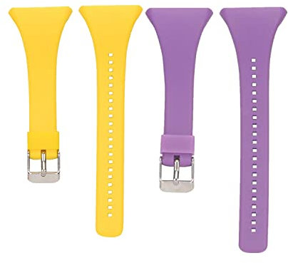 Huwokxix Armband Kompatibel mit Polar FT4/FT7,Verstellbares Silikon Sport Strap Ersatzband für Polar FT4/FT7 Watch (Gelb + lila)