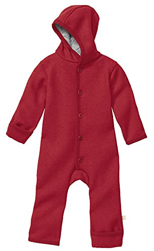 disana WALK-OVERALL, 100% Bio-Merinowolle GOTS, IVN Best | mit Umklappbündchen | Newborn Baby Kleinkind Kind Unisex | Made in Germany | Bordeaux Gr. 98-104