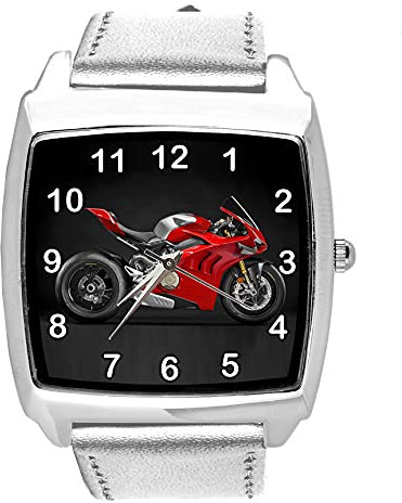 TAPORT Quarz-Armbanduhr fur Motorrad-Fans, Leder, silberfarben