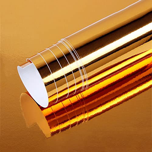 ihreesy Autolackschutzfolie,152 cm x 20cm wasserdichte PVC Chrom Folie Anti-UV Auto Lackschutzfolie Selbstklebend Autofolie Dekorative Schutzfolie für Auto Motorrad Fahrrad,Gold