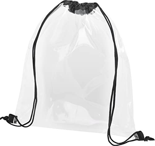 sin4sey Rucksack Sportbeutel transparent mit Kordel Tasche Gymsac (Schwarz)