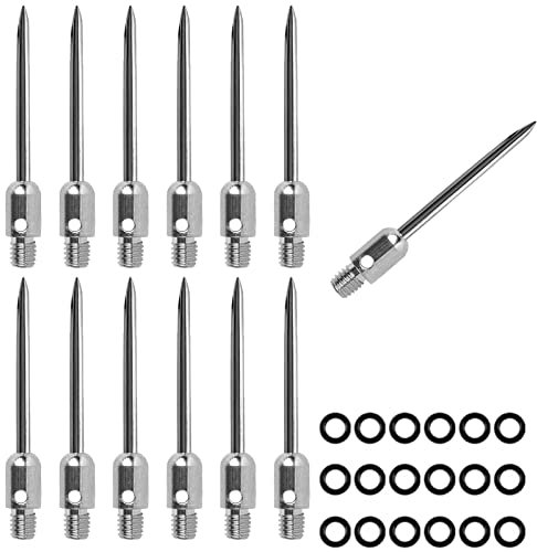 HERZWILD dartspitzen 12 pcs Dart gummiring - stahlspitzen metallspitzen f. steeldart (Silber-Silber)