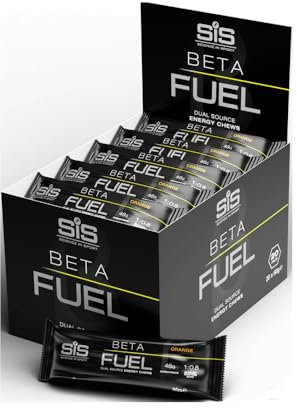 Science in Sport Beta Fuel Dual Source Energy Chews, Energy Bars, Orange Flavour, 46g of Carbs, 60g Bar (20 Pack)