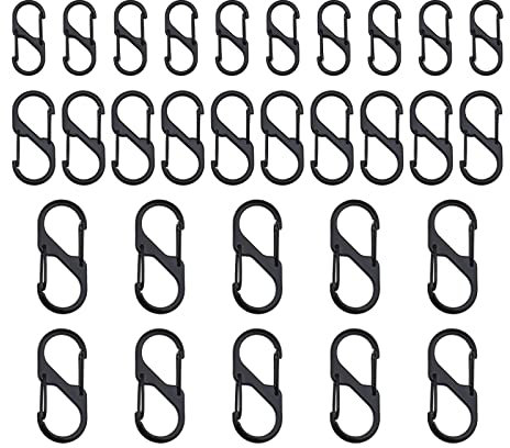 Create idea 30 STÜCKE Dual Spring Opening Karabiner S Form Kleiner Karabiner Schlüsselanhänger Clip Schnalle Haken für Zuhause Outdoor Wandern Angeln Camping Backpacking 3 Größen Zinklegierung