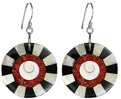I-be, Meeresschmuck Ohrringe (Perlmutt, Koralle, Shiva Eye rund)